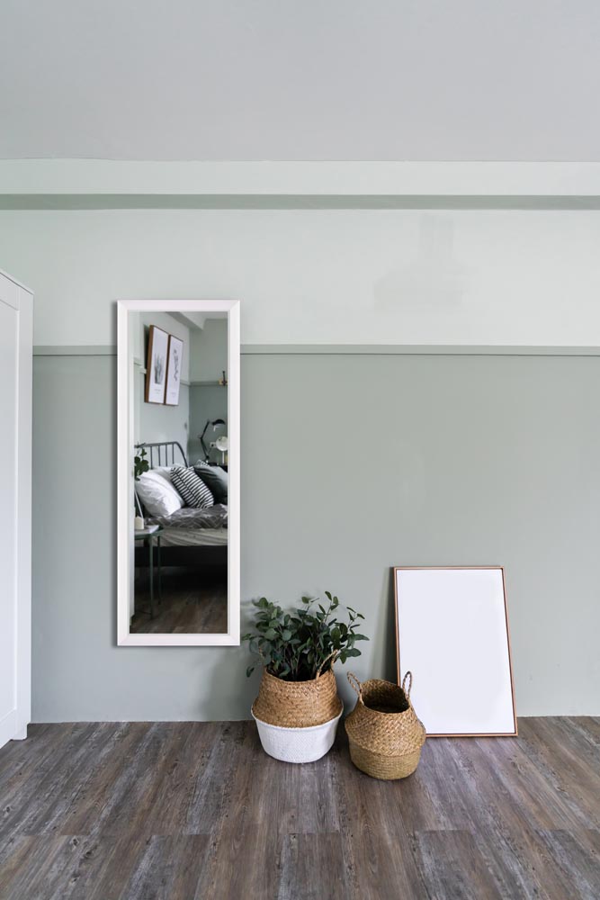 cozy room decoration with artificial plants in the basket and em